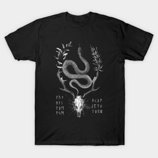 Snake, Deer and Runes in Nordic Style T-Shirt